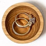 Kimberly Ann Creations Solid Oak Ring Dish - 2' Round .75' Tall Wood Ring Holder | Compact Wooden Jewelry Tray for Bedside, Dresser, Sink | Ideal for Earrings, Engagement & Wedding Rings