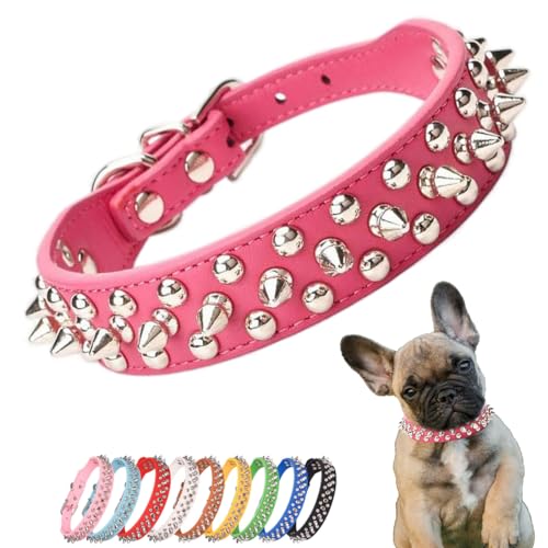 Collier chien rose hot spike pour chiens moyens
