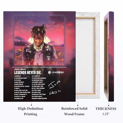 Image of Juice WRLD Canvas Wall Art, Rapper Collage Poster Print, Hip Hop Music Artwork for Bedroom Studio Gaming Room Decor, Vibrant Album Cover Picture Print Framed Music Wall Painting 20X24