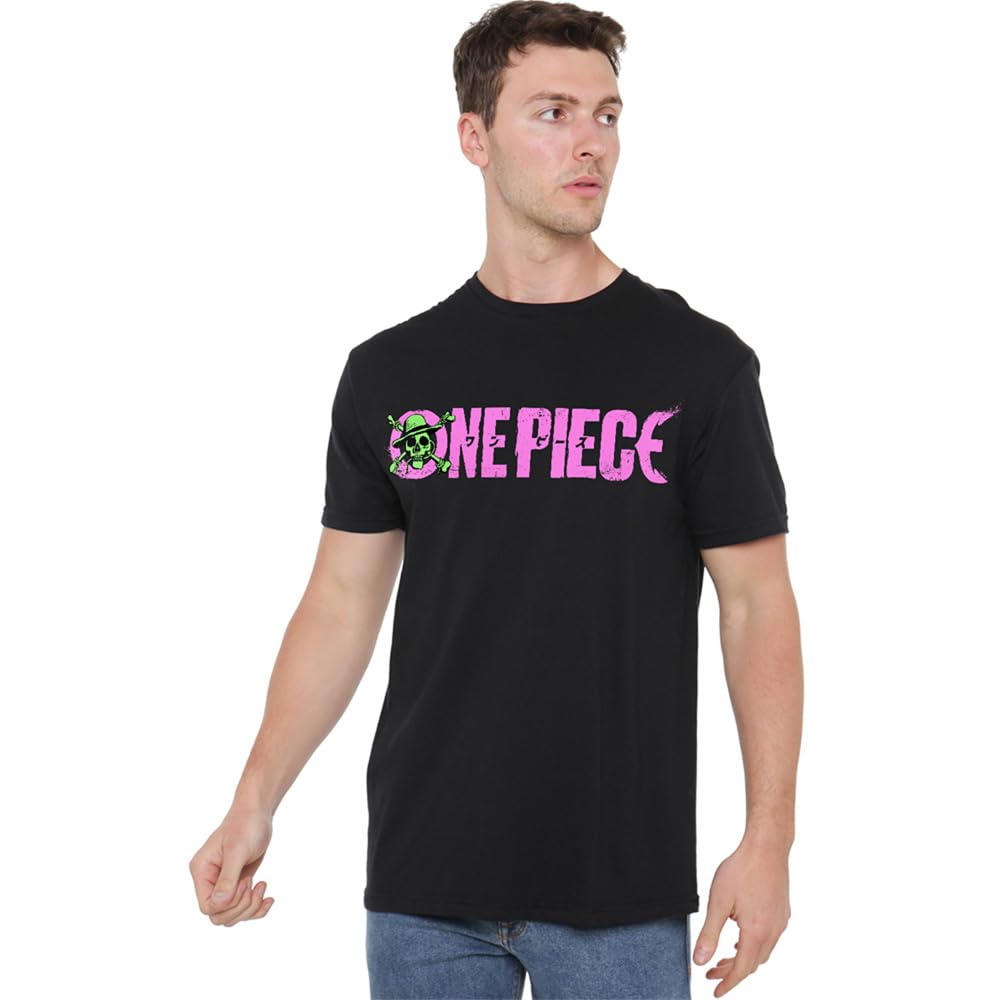 One Piece Luffy Jolly Roger Bright Logo Unisex T-Shirt, Black, XX-Large