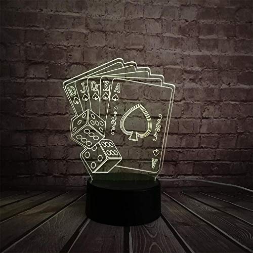 GRJAWN 3D Illusie Lamp Led Naast Tafellamp, Speelkaart Dobbelstenen Nachtlampje 16 Kleuren Auto Veranderende Touch… - Image 4
