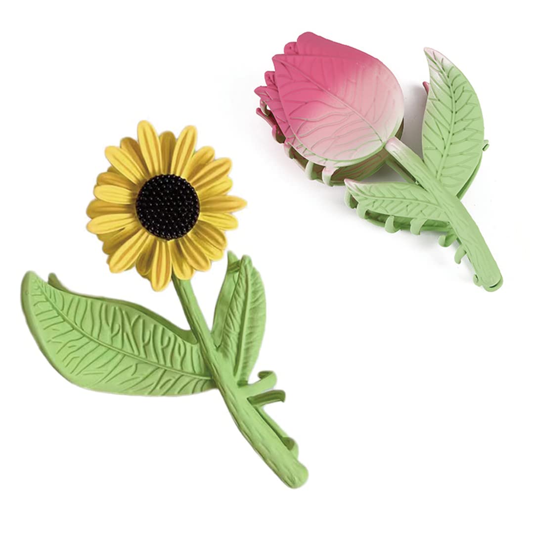 Tulip Plastic Hair Clip, Women's Sweet Tulip Flower Hair Clips, Elegant Large Non Slip Hair Clips Hair Styling Accessories Gift for Women Girls (2PCS-A) : Beauty & Personal Care