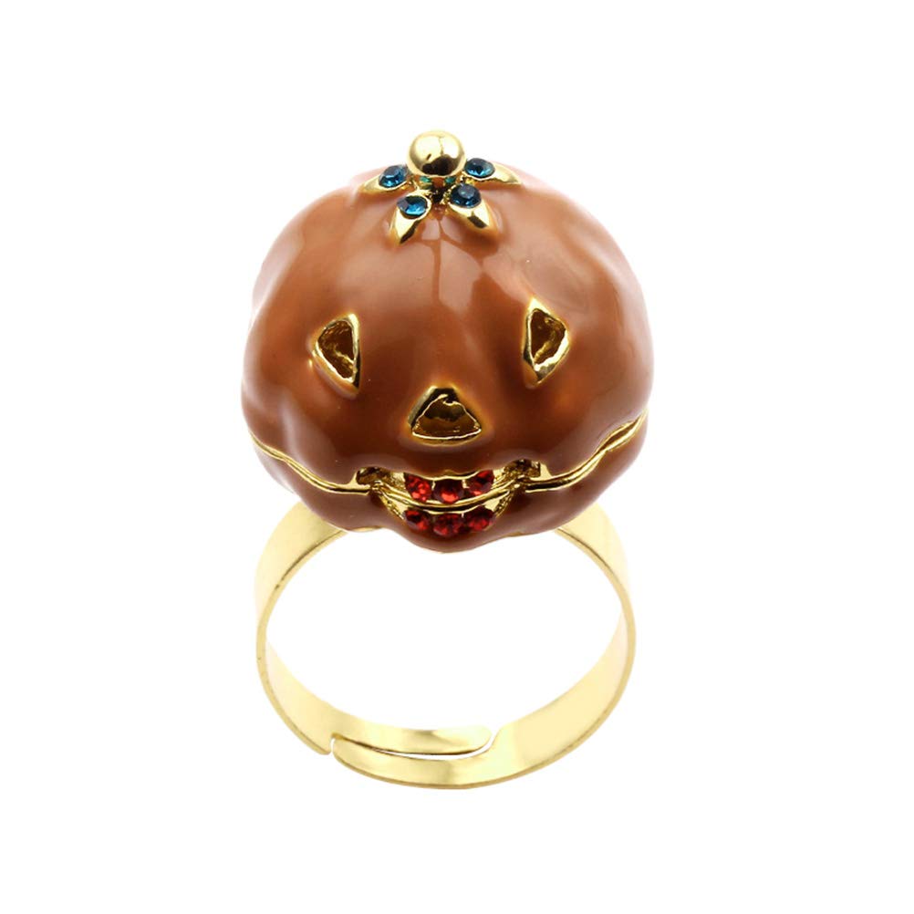 ABOOFAN Elegant Halloween Pumpkin Charm Ring Fashion Adjustable Ring for Random Style