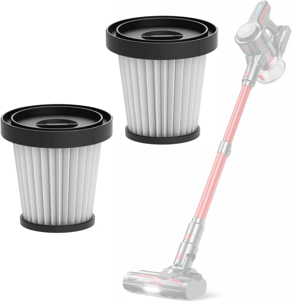 CHEBIO Washable HEPA Filter for A16 Cordless Vacuum Cleaner, Traps 99.97% of Dust Pollen Pet Dander, Compatible with CHEBIO A16 550W High-Power Motor Head, Accessories & Replacement Components，2 PCS