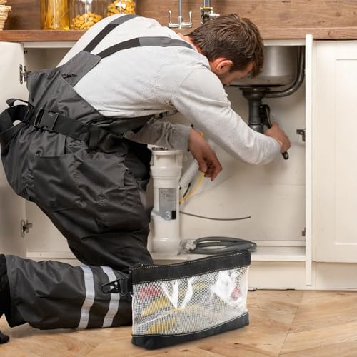 FRETONBA Small Tool Pouch with Hanging Buckle, Pvc Zippper Tool Bag with Mesh Window, Waterproof and Antistatic Pouch Bag for Spanner, Plier, Screw Storage Organiser, Transparent 3 FRETONBA Small Tool Pouch with Hanging Buckle, Pvc Zippper Tool Bag with Mesh Window, Waterproof and Antistatic Pouch Bag for Spanner, Plier, Screw Storage Organiser, Transparent - Image 3