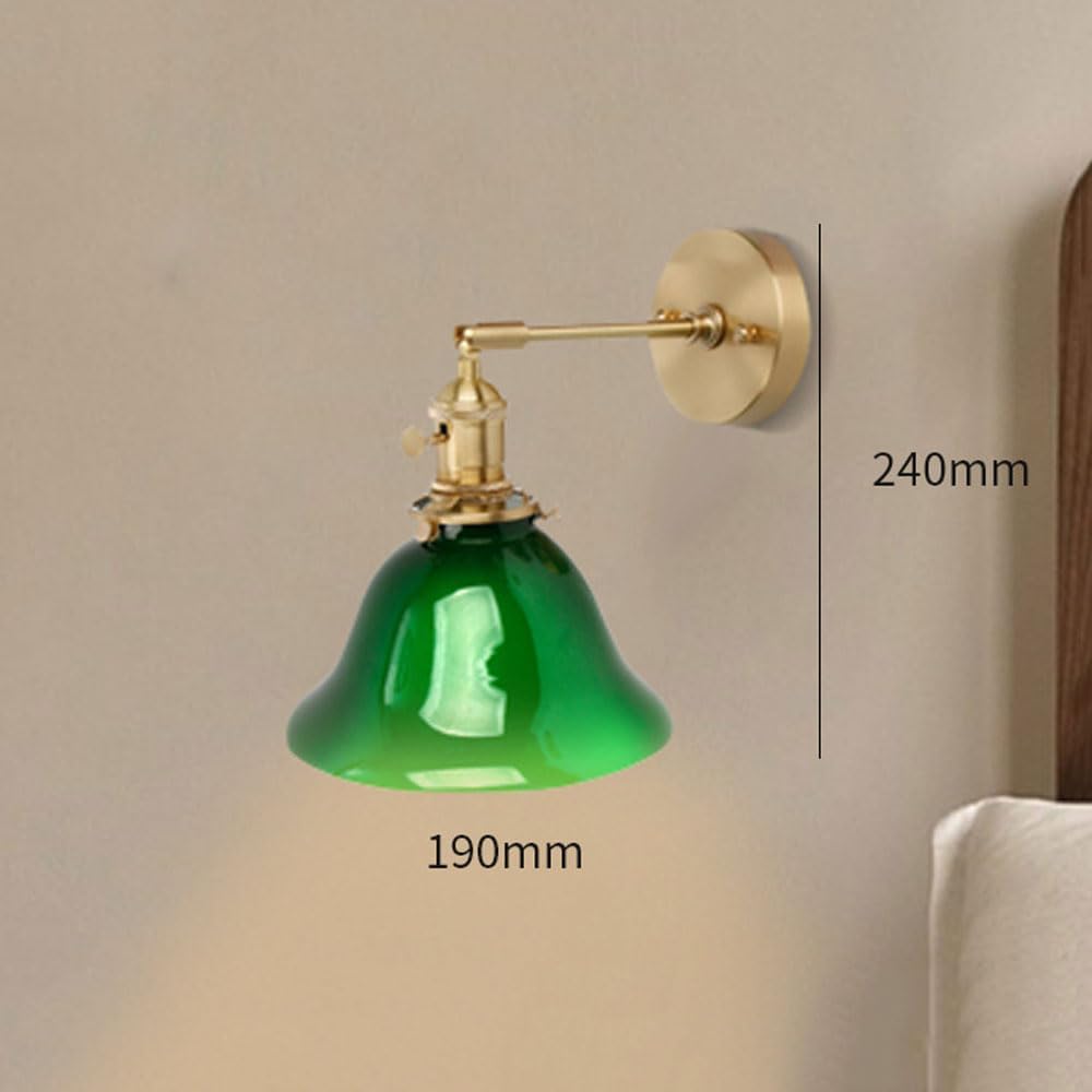 ヴィンテージ バスルーム ガラス ウォールライト 器具 調節可能 回転 ファームハウス 化粧台ライト グリーン スコンス ベッドサイ