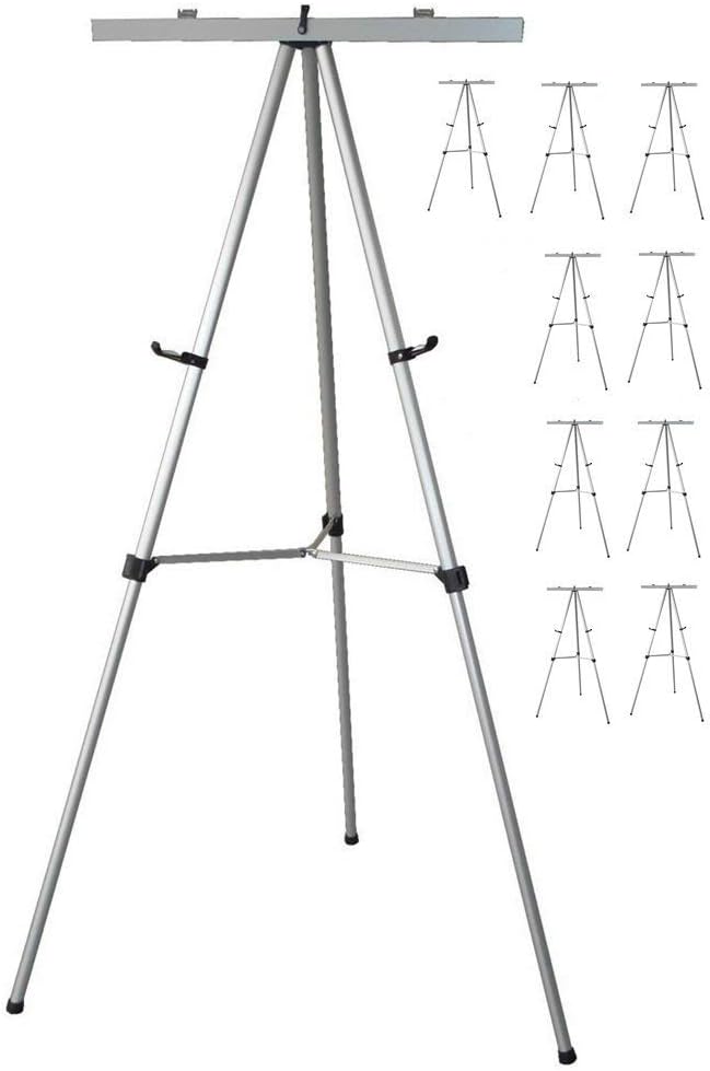 Lightweight Aluminum Flip-Chart Presentation Easel, Silver (10 Pack)