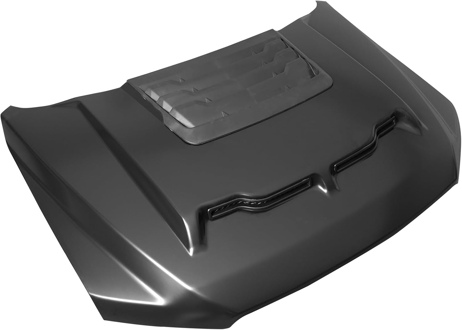 FREEMOTOR802 Front Hood Panel Fits 2015-2020 Ford F-150 (Excluding Raptor), Shelby Baja Style Iron Black Front Bumper Hood Replacement Engine Cover Bonnet Assembly (with Heat Extractor Ram Air)