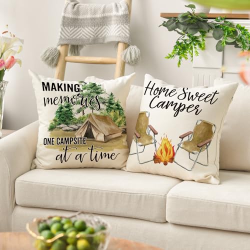Avoin Colorlife PILLOWCOVER-CAMPER-4PC-4545-003 Happy Campers Let'S Get Together Throw Pillow Covers 18X18 Inch Set Of 4 thumb #3