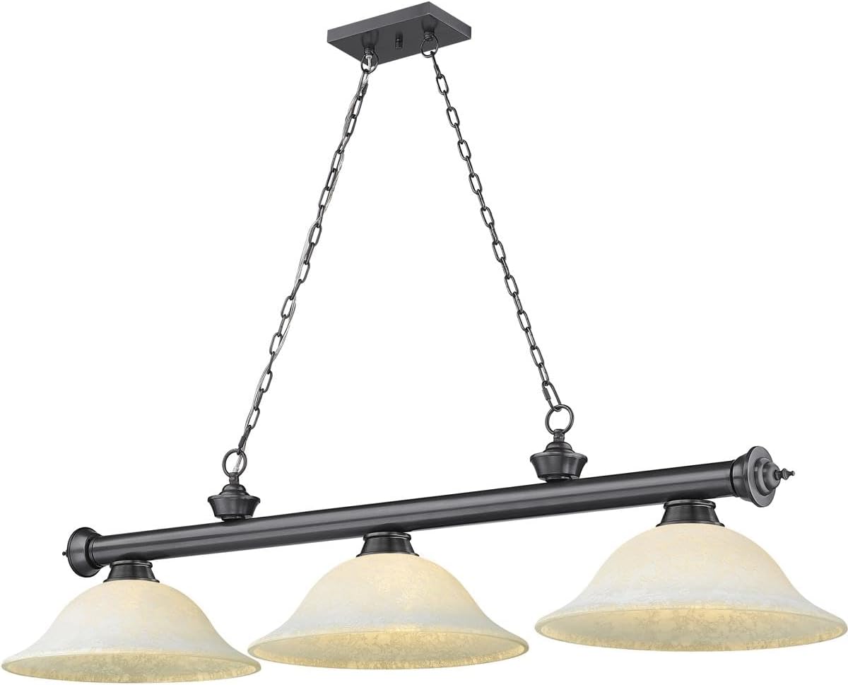 Z-Lite 2306-3BP-WM16 Cordon Billiard Pendant, 3-Light 180 Total Watts, Bronze Plated