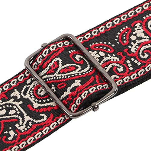 Alça de guitarra, alça de eixo base bordada durável ajustável com cordas antiderrapantes para instru