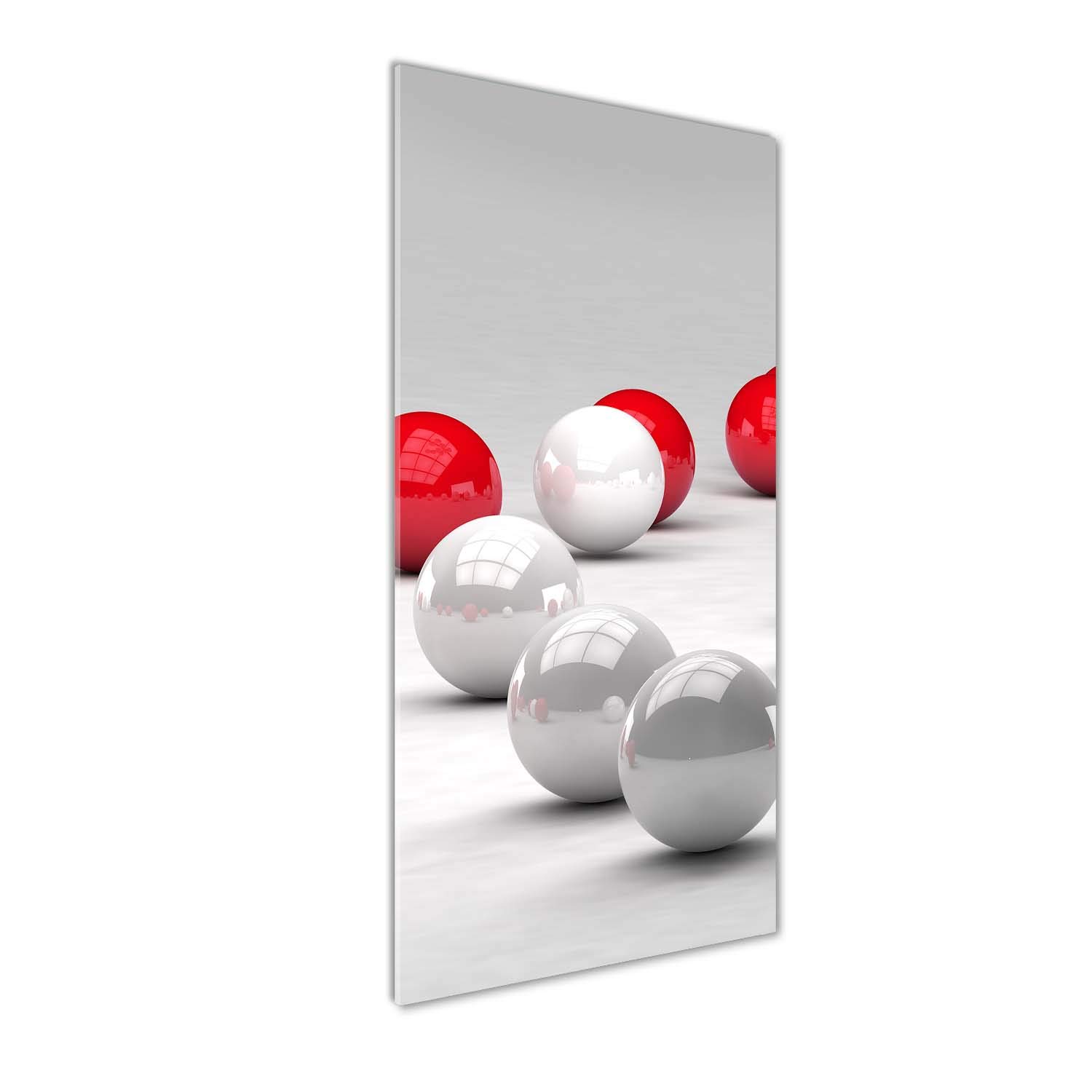 Tulup Impresión en vidrio - 50x125cm - Cuadro sobre Vidrio - Pinturas en Vidrio - Cuadro en Vidrio - Impresiones sobre Vidrio - Cuadro de Cristal - Arte: Moderno Y Clásico - Rojo - Las Bolas Rojo-Blanco