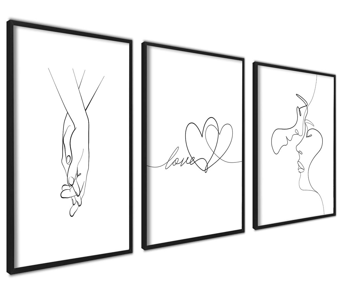 ag.art deco Pack of 3 Wall Art 30x40cm Black Frame Wall Decor Modern Design