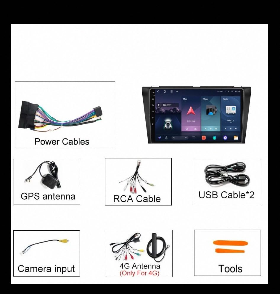 Radio coche 2 DIN Kia Ceed 2006-2012 con Android Auto inalámbrico y Bluetooth 4G 6