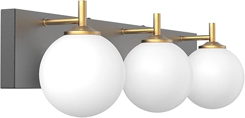 Miniatura 10 de Luz de tocador de baño 5 luces de baño negro mate luces de tocador con globo blanco lechoso luces de baño negras sobre el espejo excluye bombilla