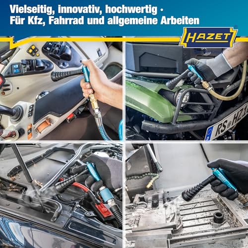 HAZET Turbo Druckluftpistole 9040T-1, Verwirbelungsdüse erzeugt starken Luftimpuls, 6 Bar Betriebsdruck mit ergonomischem Handgriff, für ein schnelles Entfernen von Staub, Spänen usw.
