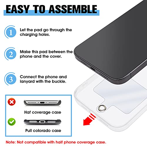 TIESOME 2 Stück Handykette Universal mit 4er Transparente Universelles Pad, Handy Lanyard Zum Umhängen Verstellbares Telefonband für alle Smartphone Umhängeband für Meisten Handyhüllen (blau)