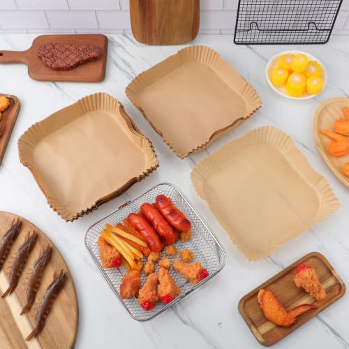Cabilock 1 Set Cesta Cuadrada de Acero Inoxidable para Freidora, Cesta de Malla de 8 Pulgadas con Mango + Papel Parche Desechable Antiadherente, Accesorio de Repuesto para Cocina Casera | Cesta cuadrada de 8 pulgadas, malla de acero inoxidable, mango desm miniatura 6