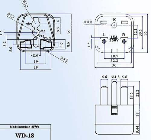 Tekit Black Nema 6-15P Universal Plug Adapter 110-250V 15A,Universal World To North American Us Nema 6-15P Electrical Plug Adapter Converter (6-15P Black) #TOP5
