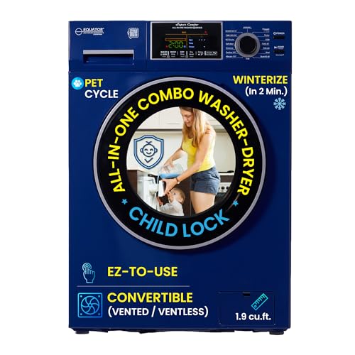 Image of Equator All-In-One Washer-Dryer, Midnight Blue | Vented /Ventless, 1.9 cu ft, 18 lb Capacity, 1400 RPM, 110V