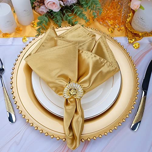Babenest Gold Beaded Charger Plates, Set Of 12 Plastic Round Dinner Chargers, 13 Inch Decorative Table Charger Service Plates For Wedding Party Event (Beaded, Gold) #TOP2