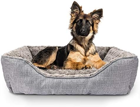 FURTIME Durable Dog Bed for Large Medium Small Dogs Soft Washable Pet Bed Orthopedic Dog Sofa Bed Breathable Rectangle Sleeping Bed Anti-Slip Bottom(30'', Grey)