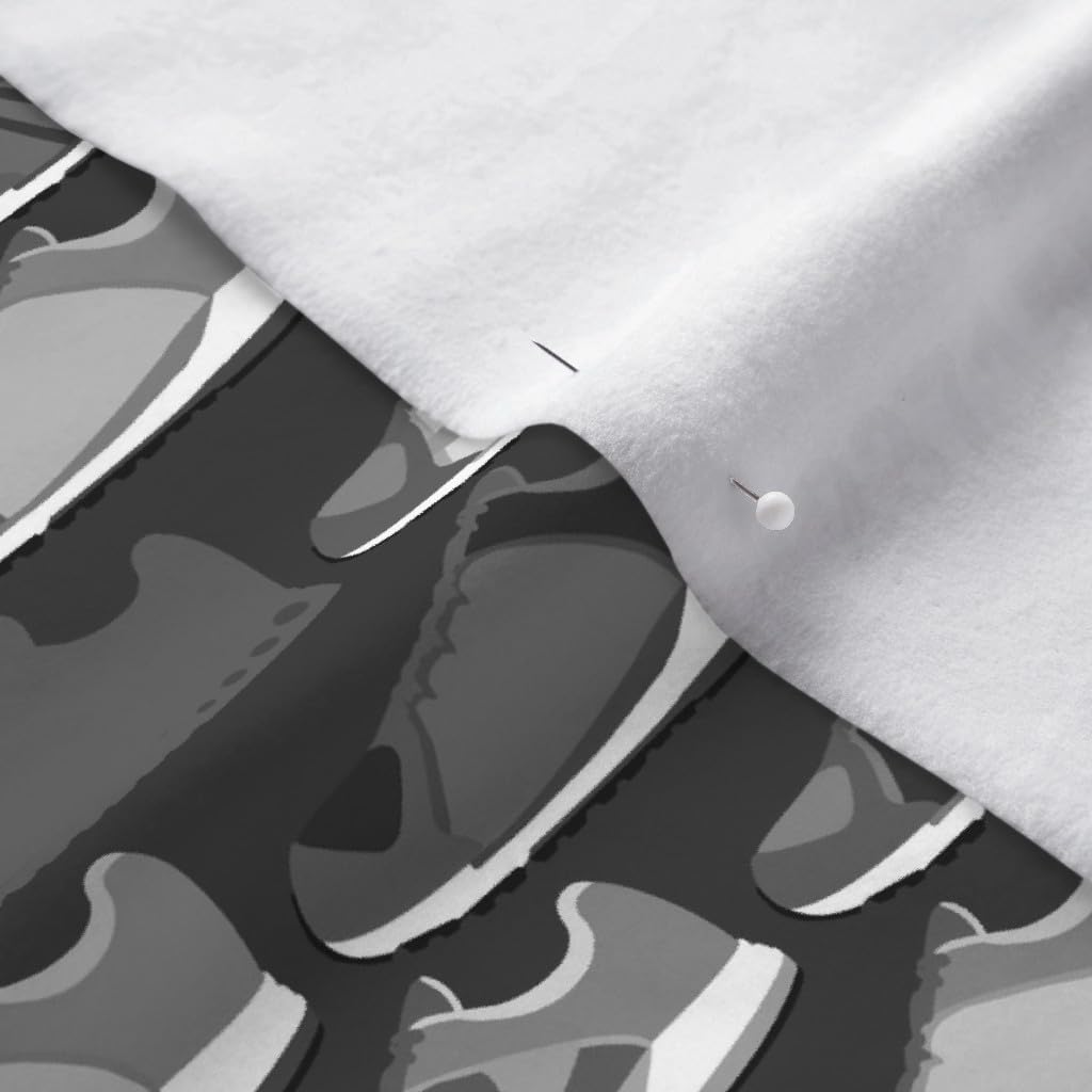 Spoonflower Fabric - Running Shoes & Race Bibs Grayscale Marathon Fitness Exercise Run Printed on Polartec(R) Fleece Fabric by The Yard - Sewing Blankets Loungewear and No-Sew Projects