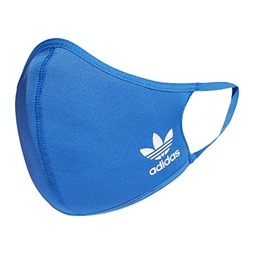 adidas Originals Standard Face Covers 3-Pack, Multicolor/Black/White/Bluebird, Medium/Large