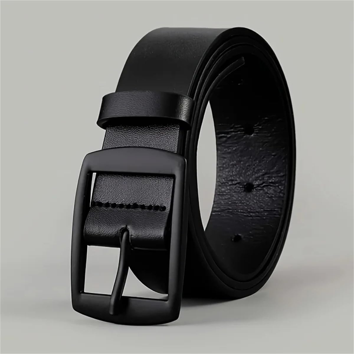 Yeuyyben Cinturón de piel sintética para hombre, hebilla de metal, cinturón de cintura para jeans, talla grande
