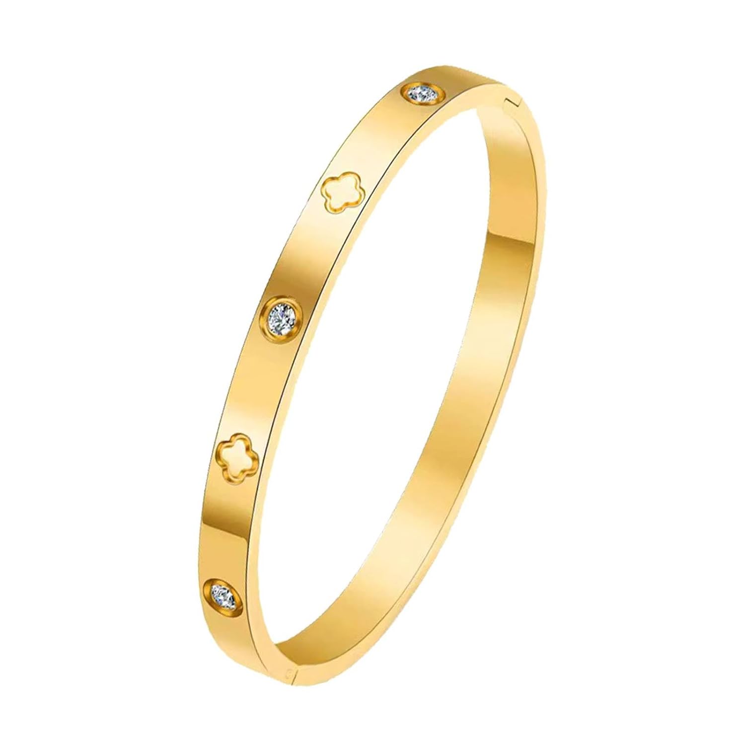 Pari creation18K Gold Plated Love Friendship Bracelet with Cubic Zirconia Stones Bangle Cuff Best Gifts with Crystal for Mother’s Day Valentine’s Day Wedding Couples and Birthdays and Christmas