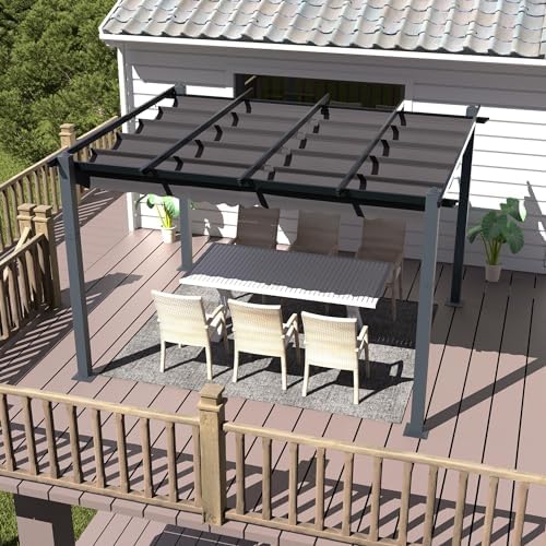 Amazon.com: Outsunny 10' x 13' Aluminum Patio Pergola with Retractable ...