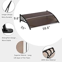 Vista 3 de Toldo de policarbonato para ventana de exterior de 116 pulgadas x 78 pulgadas x 39 pulgadas, lámina hueca para puerta de patio