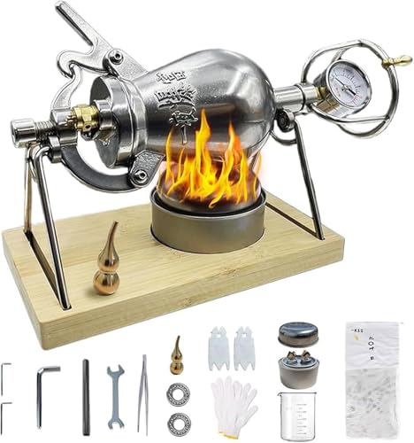 Máquina de palomitas de maíz de mano antigua, amplificador de granos de palomitas de maíz de aire caliente con manómetro y válvula de alivio de presión, máquina de maíz de presión de calentamiento de