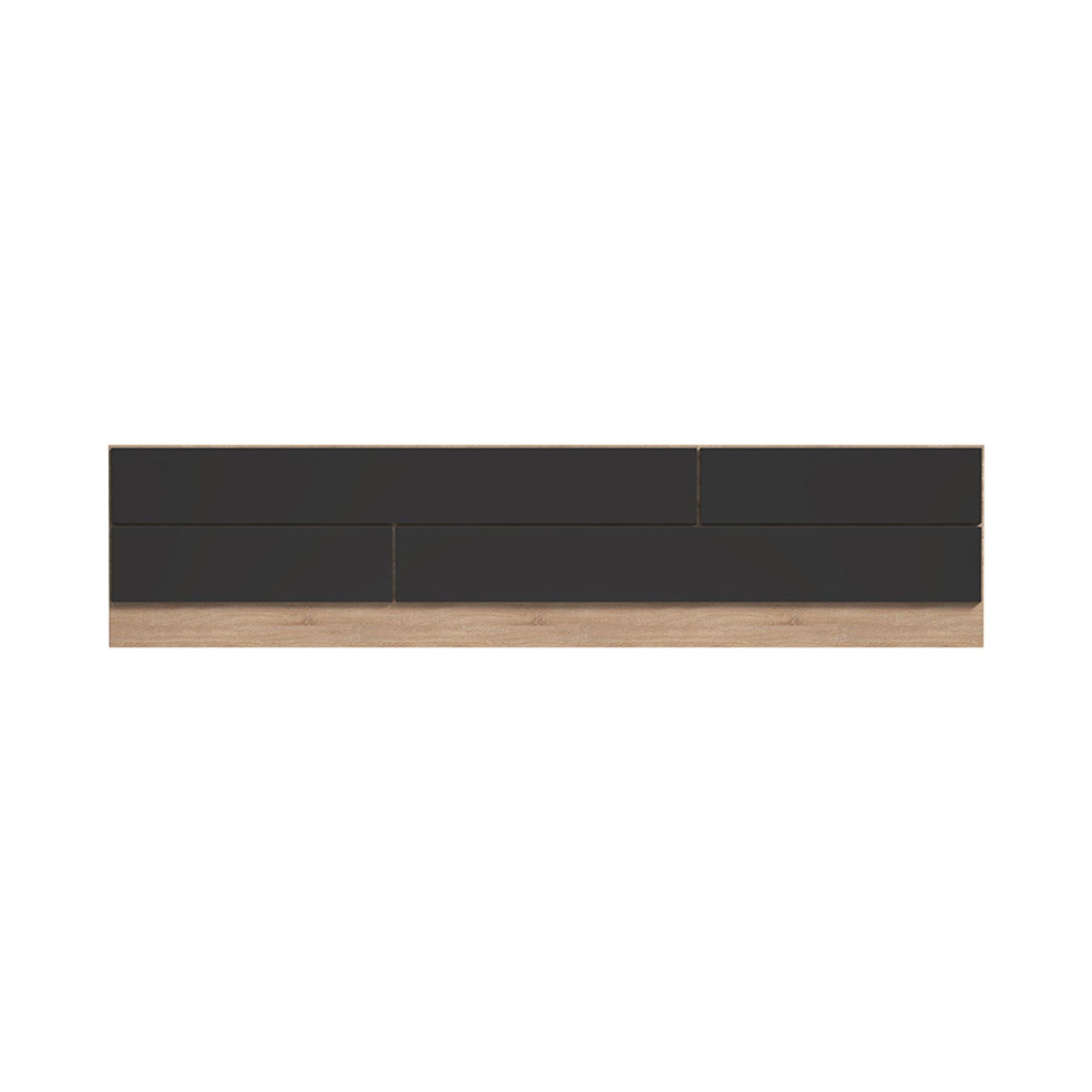 Pack tête de lit et 2 tables de chevet, chambre double, chambre complète, finition en cambria et graphite, dimensions : 220 cm (largeur) x 50 cm (hauteur) x 35 cm