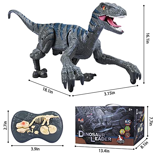 Xfbb Remote Control Dinosaur Toy For Kids,2.4G Electronic Educational Simulation Velociraptor With 3D Eye Shaking Head,Led Light Up &Roaring Sounds,Dinosaur Toys For 4 5 6 7 8-12 Year Old Boys Girls #TOP1