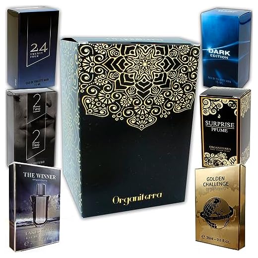 Set de 6 (seis) Perfumes Para Hombre 15ml Cada uno en Caja Individual (Eau de Toilette) en Caja de Regalo Organiterra