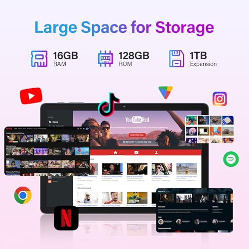Image of 11 Inch-Android 16 Tablet 2026 Update 16GB RAM 128GB ROM 1TB Expandion 5G WiFi Cellular 21MP Dual Camera Octa-core MTK8786.Gemini AI 2.0.Tablets with Keyboard,Mouse,protective film,Case-Gray