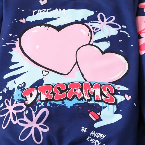 Image of Kids Toddler Girl Clothes Heart Letter Print Long-sleeved round collar top+Letter Print Pants Outfits Set