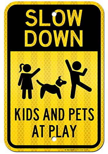 Slow Down Kids at Play Sign, Large 12” x 18” 3M Reflective (EGP) Aluminum, Easy Mounting, Rust-Free Fade Resistance, Indoor Outdoor, USA Made by MY SIGN CENTER