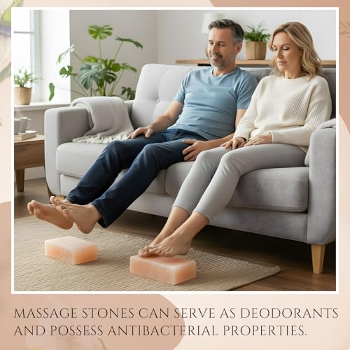 Swiffen 2 Pack Rectangle Massage Salt Stone 4\'\' Width x 8\'\' Length x 2\'\' Depth Himalayan Foot Bricks Hand Carved Rock for Massotherapy Home Spa Relaxing Deodorant Salt and Sugar Scrubs