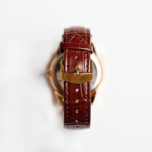 Miniatura 6 de Relojes para hombre, reloj analógico de cuarzo con correa de cuero marrón, fácil de leer con fecha y función luminosa, reloj para hombre, reloj de