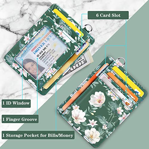 Slim Front Pocket Wallet RFID ID Card Holder Cute Small Wallet with Keychian for Women4