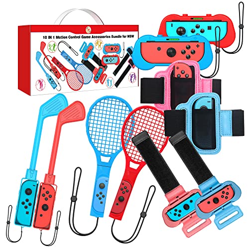 10 in 1 Switch Sports Accessories Bundle for Nintendo Switch& Nintendo Switch OLED, include Tennis...