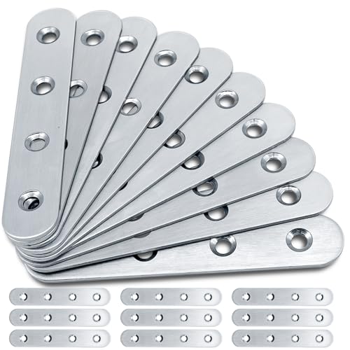 Flat Brackets for Wood Gorffy 20Pcs 100 × 17 × 1.75mm Mending Plates, Flat Metal Joining Plates