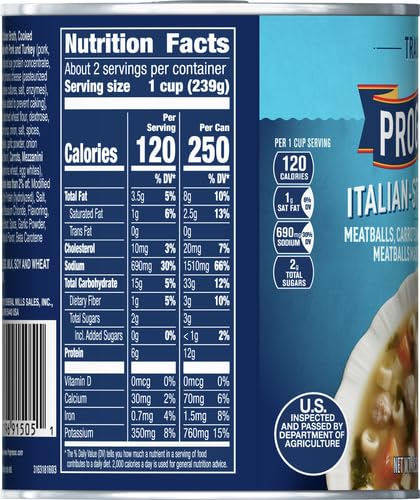 Image of Progresso Italian-Style Wedding Soup, Traditional Canned Soup, 18.5 oz | Pork & turkey meatballs, carrots & spinach in chicken broth, No artificial flavors or colors, Ready to serve