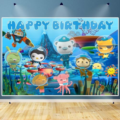 1Pcs Octonaut Happy Birthday Backdrop Octonaut Birthday Party Supplies Cartoon Studio Props Cute Photography Backgrounds Props Birthday Party Decor Supplies Cake Table Decor Kids Shoot Photo 5.9×3.9FT