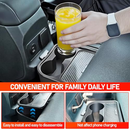 Image of Cup Holder Trash Can for Ford Maverick Accessories 2022-2026 Multi-Function Garbage Cans with Extra Rear Storage Box & Easy Removal Trash Bin with Cup Holder, Extra Rear Storage Box