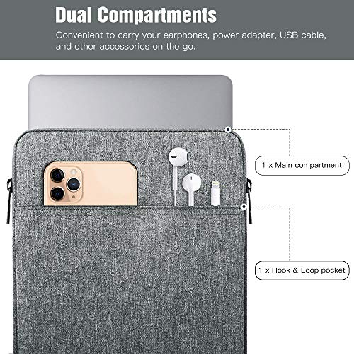 TiMOVO-Funda-para-iPad-Pro-129-20202021-MacBook-Air-13-Inch-MacBook-Pro-13-Galaxy-Tab-S7-Surface-Pro-X76543-Bolsa-de-13-Inch-Tablet-Poliester-con-Doble-Bolsillo-Gris-Claro