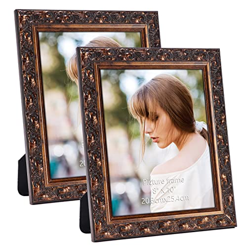 Edenseelake 8X10 Picture Frame Set Of 2, Vintage Photo Frame With Retro Carved Pattern For Tabletop Or Wall Decoration, Brown #TOP10