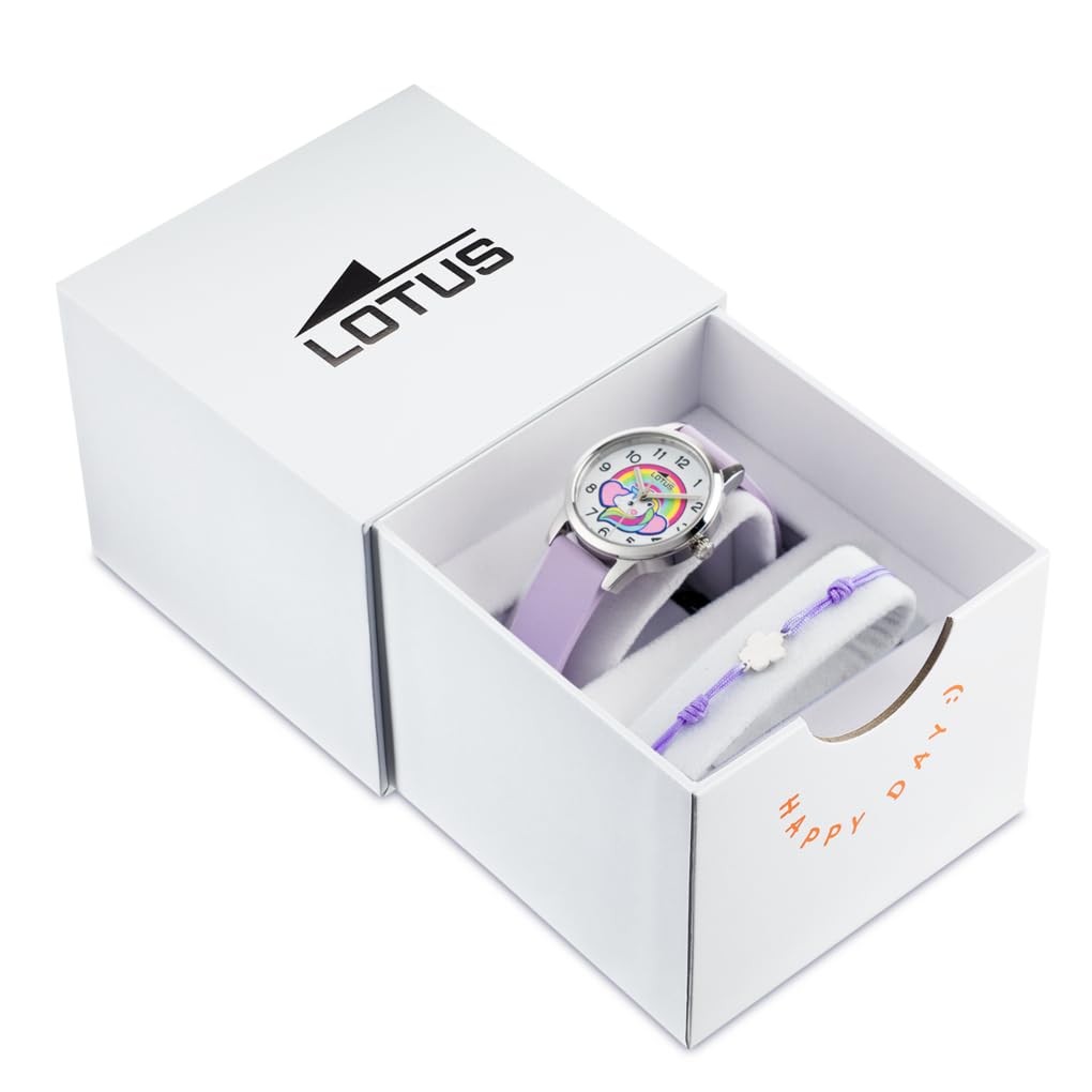 LOTUS Reloj Niña Analógico de Caucho Morado - Movimiento de Cuarzo - Reloj Infantil - Cristal Mineral de Alta Resistencia - Resistente al Agua 5 ATM 19001/4 - Junior Collection